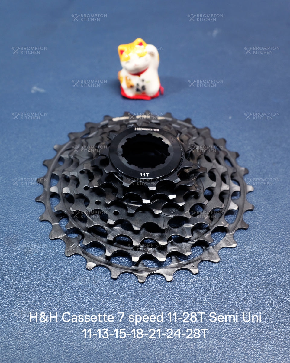 H&H Cassette 7 Speed 11-28T Semi Uni – Brompton Kitchen