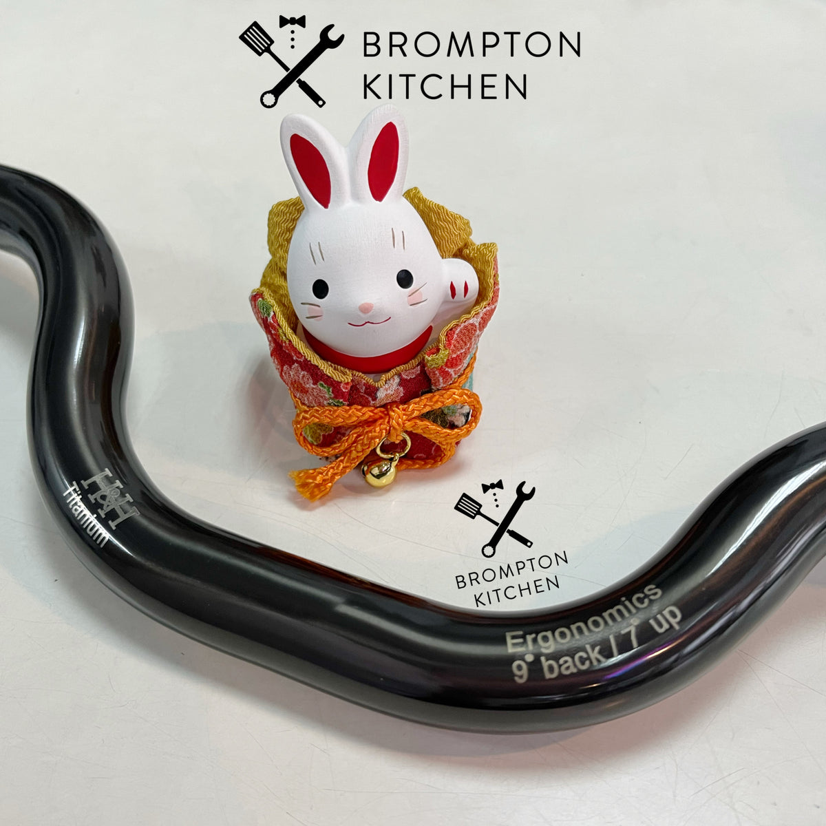 H&H Titanium Midrisebar Brompton ブロンプトン H&H Titanium Ergonomic Handlebar for Brompton Bicycle