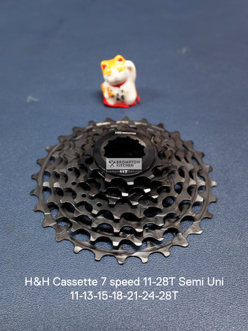 H&H Cassette 7 Speed 11-28T Semi Uni